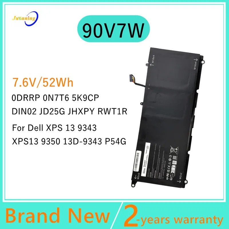 90V7W แบตเตอรี่แล็ปท็อปสําหรับ Dell XPS 13 13D 9343 9350 JD25G P54G RWT1R JHXPY DIN02 5K9CP 0N7T6