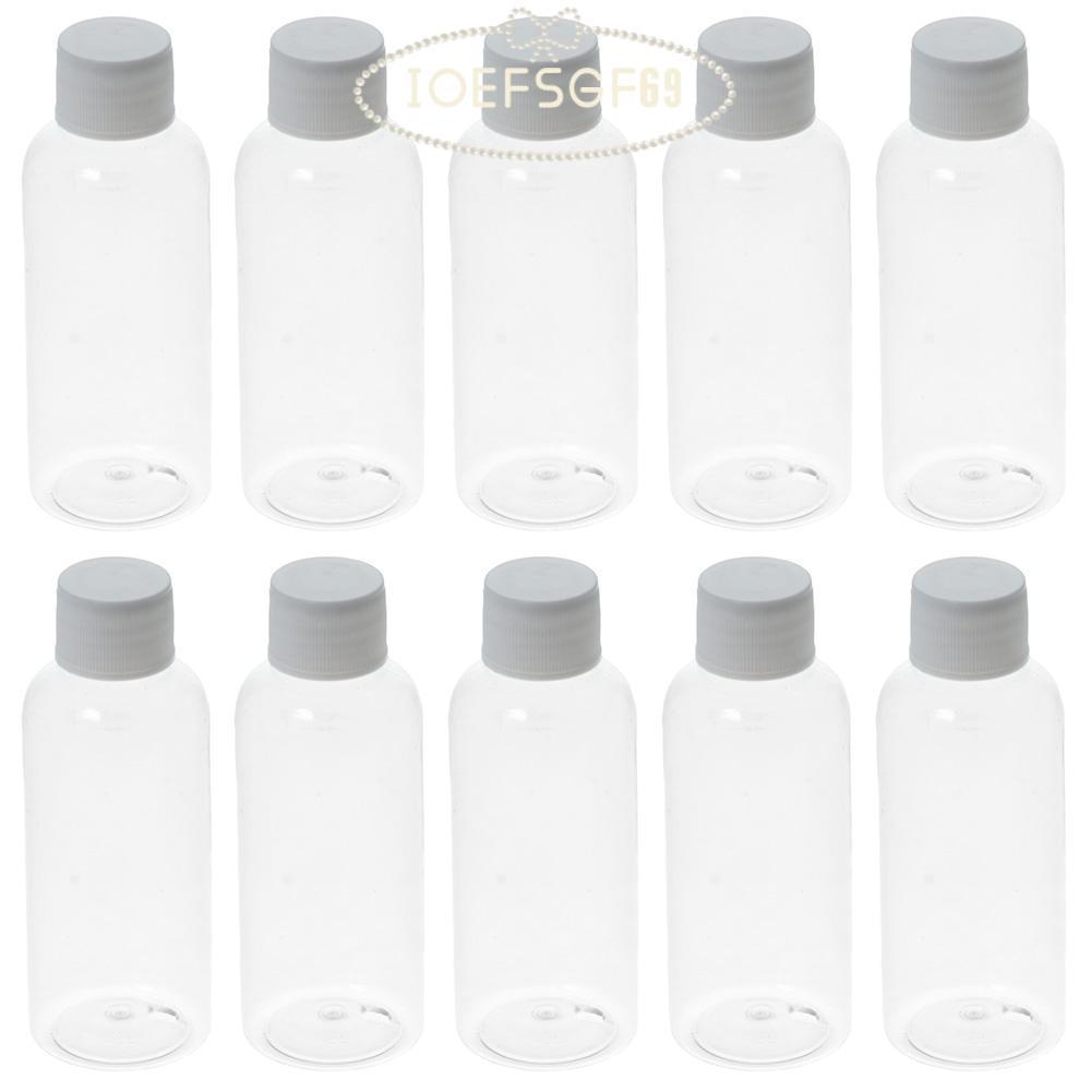 IOEFSGF69 10 ชิ้น 2 ออนซ์ขวดเล็กป้องกันการรั่วสําหรับของเหลวพร้อมหมวก Wellness Juice Shot ภาชนะพลาสต