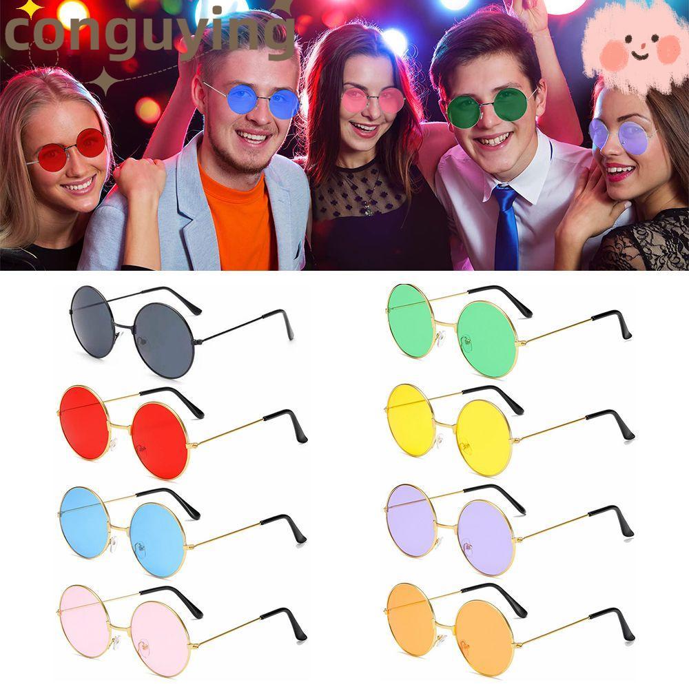 กักตัว แว่นกันแดดทรงกลม Retro Hippie Party Circle Glasses