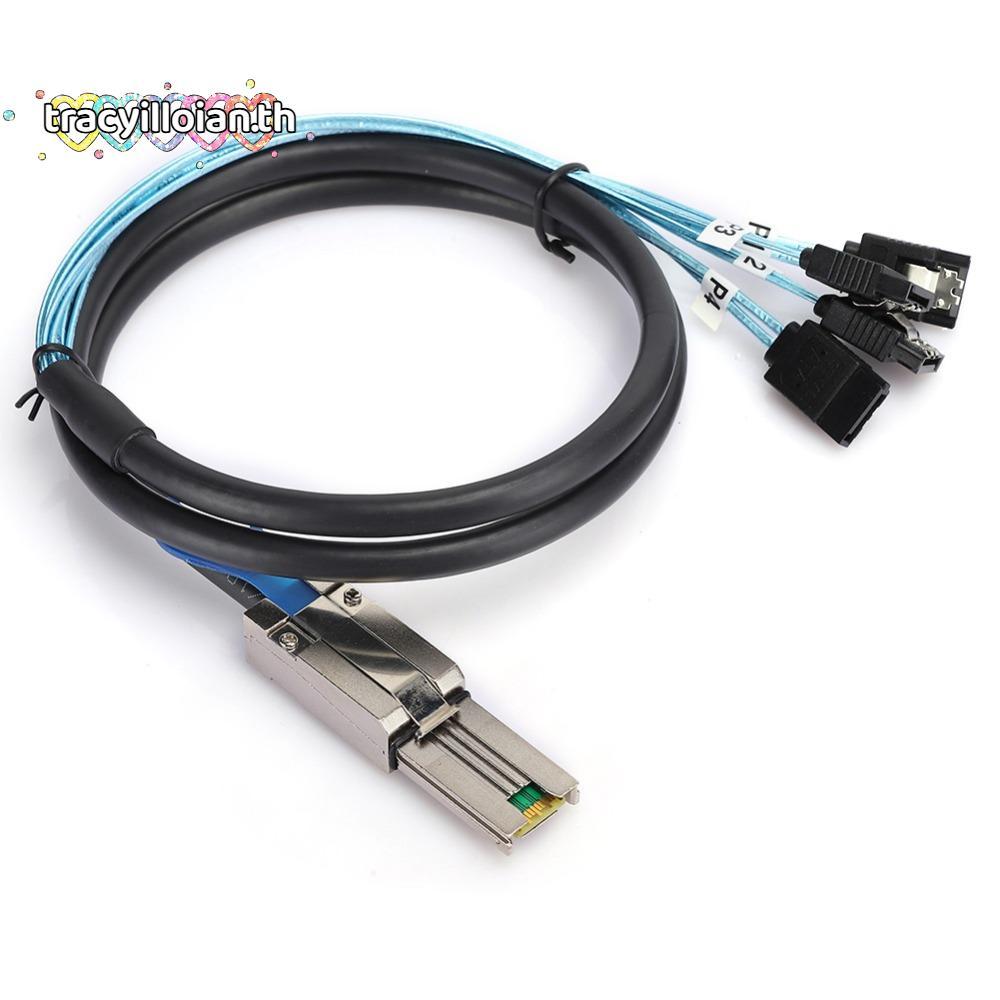 TRACYILLOIAN Mini SAS Cable, 6Gbps แบบพกพา SFF-8088 26P ถึง 4 X SATAs Cable, ทนทาน 1 เมตรสายส่งข้อมู