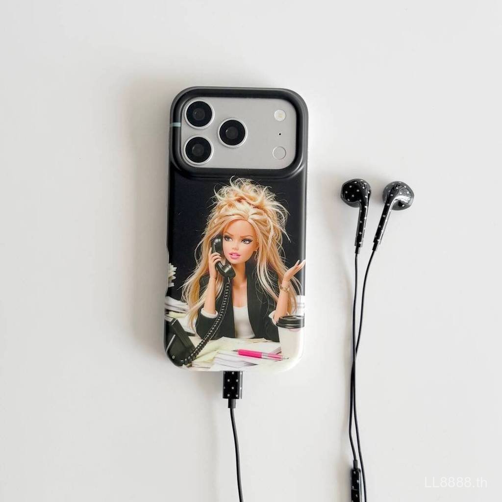 เคสโทรศัพท์ เหมาะสําหรับ iPhone 11 12 13 14 15 16 17 Pro max Plus Fluffy Barbie Shock-proof Shock-pr