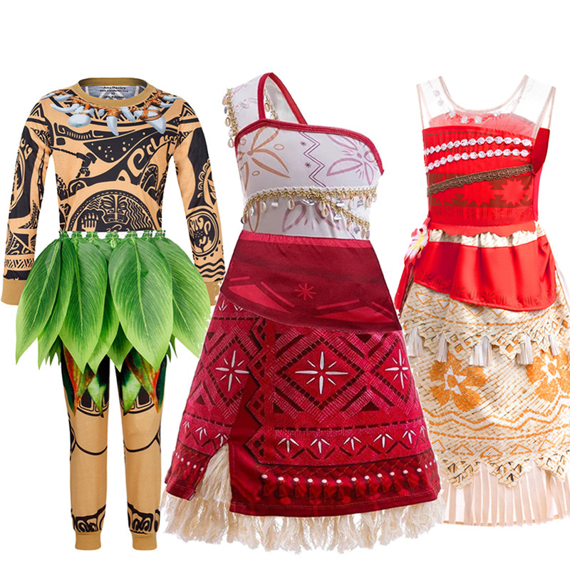 Ocean Romance 2 เด็ก Moana ชุดเจ้าหญิง Halloween Party วันเกิดชุดเด็ก Moana ชุด