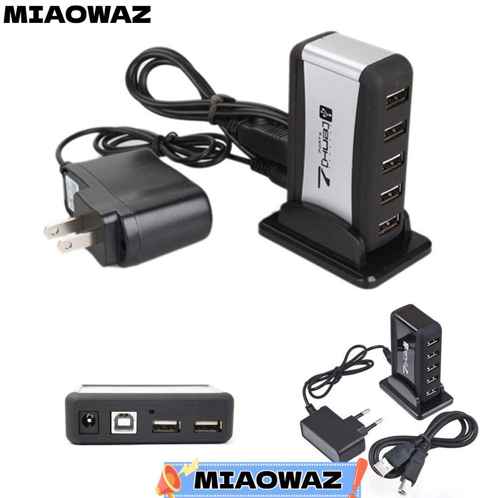 MIAOWAZ USB 2.0 HUB Connector EU US Plug 7 พอร์ต Hub Adapter Converter Stand Dock พร้อม AC Power