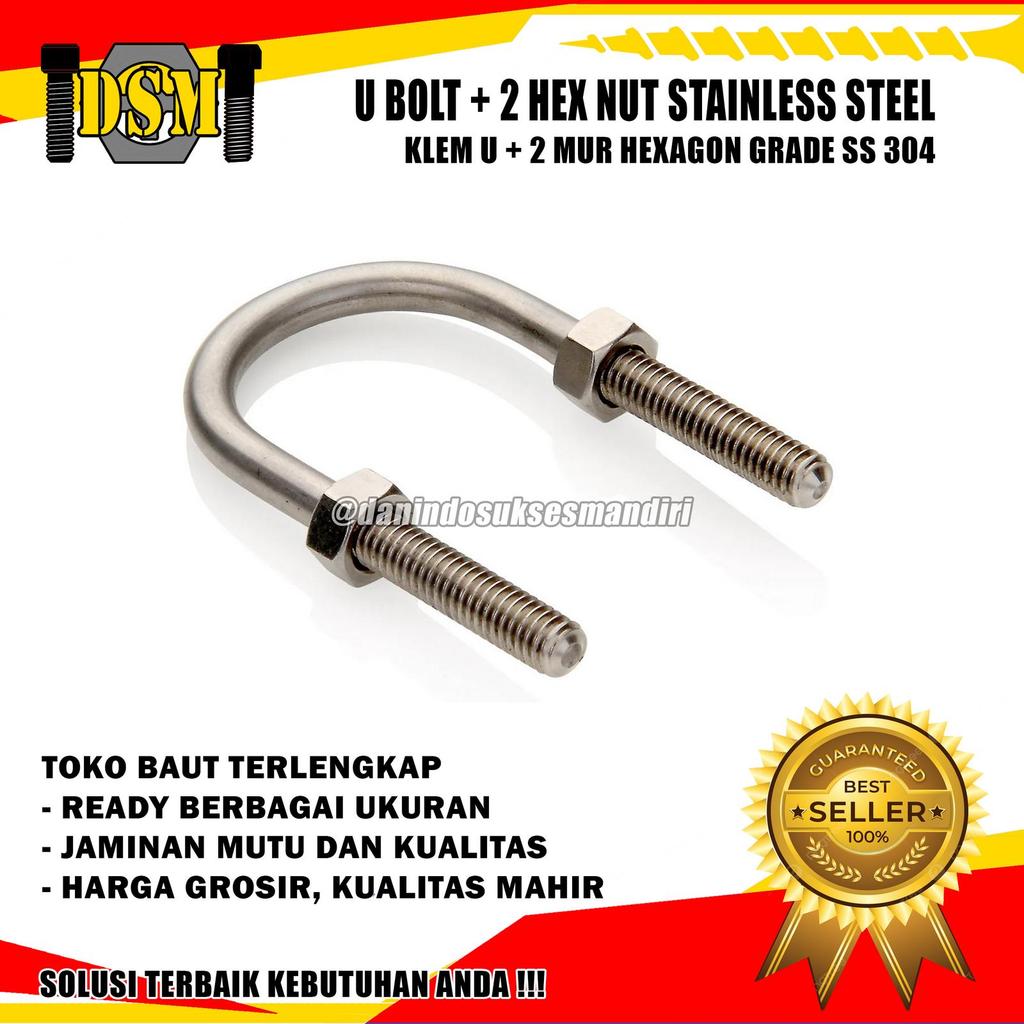 SS 304 / U Bolt Stainless 5/16" / U Clamp Bolt M8 / U Clamp 2 นิ้ว SUS Steel