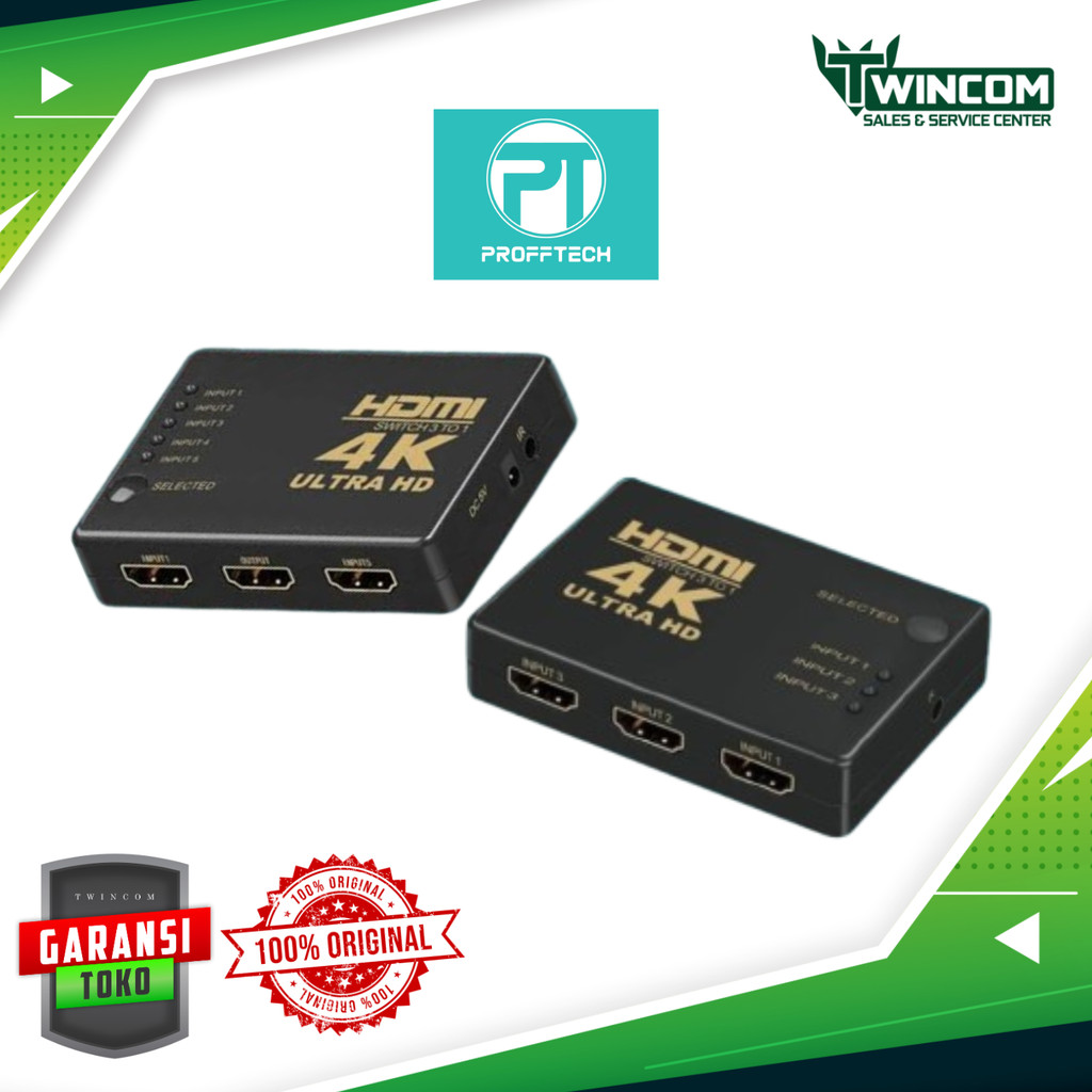 PROFFTECH - Hdmi switcher 3 in 1 out/ 5 in out monitor 4K