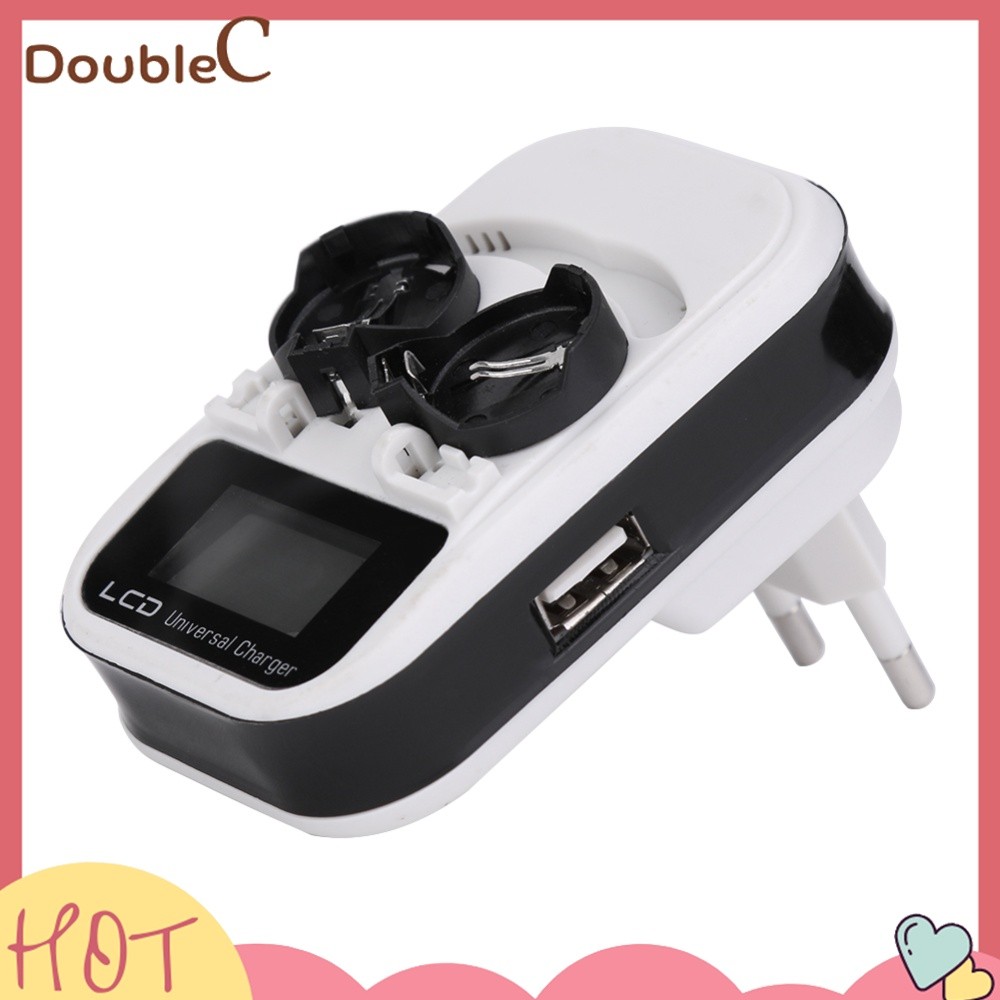Double C .✿   ปุ่มเซลล์แบตเตอรี่ Charger 3.6V แบตเตอรี่ปุ่ม LCD สําหรับ LIR2016/LIR2025/LIR2032/ML20