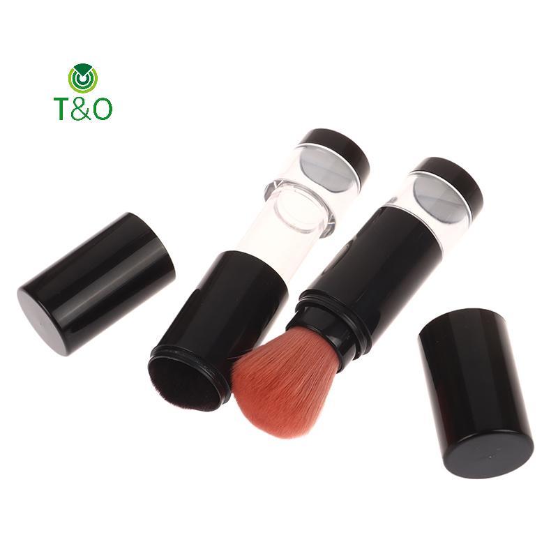 T&O 2 In 1 Foundation Brush แปรงแต่งหน้าที่ว่างเปล่า Travel Blush พร้อมรีฟิล Loose Powder ขวด Jar แต