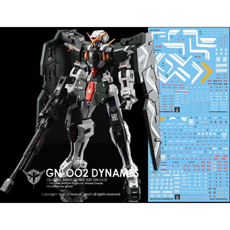 ดีคอลน้ำ DECAL [GHOST] MG 1/100 Dynames Gundam สะท้อนแสงแบล็คไลด์ 2 แผ่น