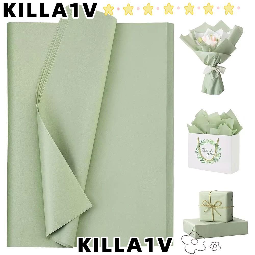 KILLA1V กระดาษห่อ, 50 แผ่น Sage กระดาษทิชชู่สีเขียว,น้ําหนักเบาสีทึบจํานวนมาก DIY หัตถกรรมบางห่อกระด