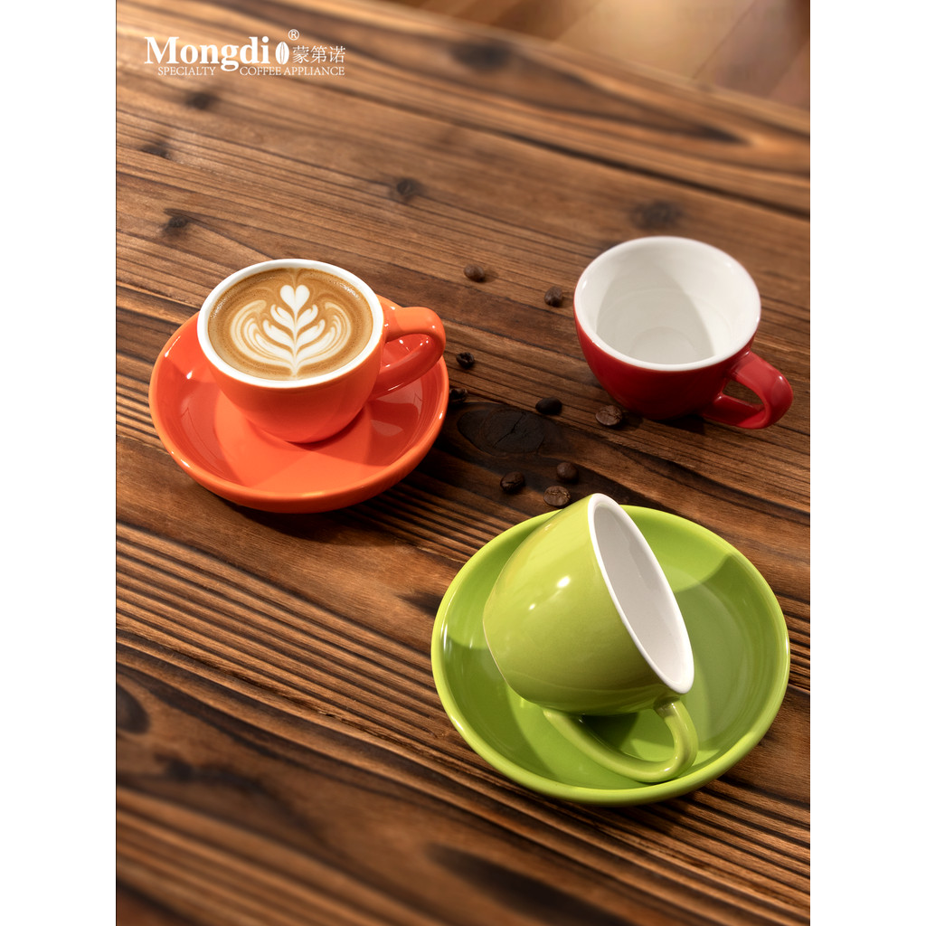 Mongdio Espresso Cup Saucer Set Espresso Small Cup Ceramic Creative Retro Design Sense