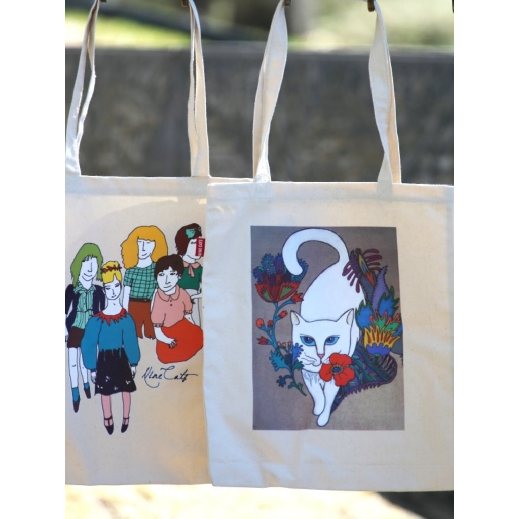 Beijing Tourist ของที่ระลึกเก้าแมวเก้าแมว 798 Artist Illustrator Shopping Bag Tote Bag White Cat