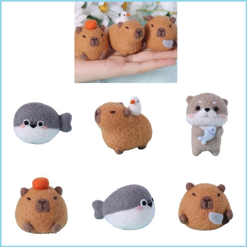 EZR Needle Felting Set Capybara Felting Starter Kits with Poke Needle Instruction