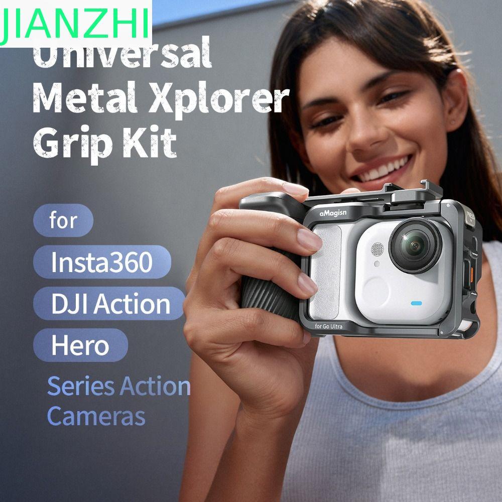 JIANZPH Street Grip Vlog Holder, ปุ่มชัตเตอร์อลูมิเนียม Xplorer Grip Kit Handle, Quick Release สําหร
