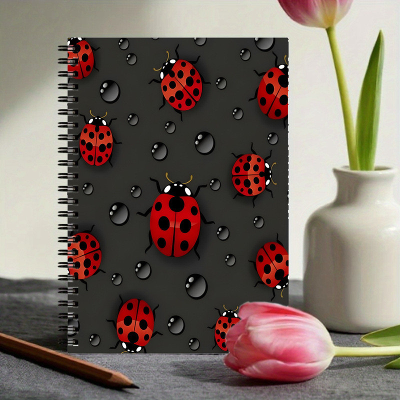 Ready Straw รูปแบบใหม่ ขายร้อน A5 Red Ladybug Notebook Sketchbook Spiral Coil Notebook Diary Note Wr