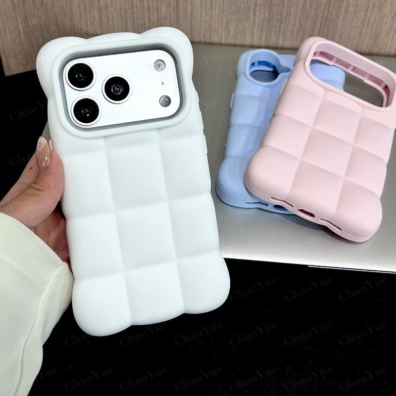 3D Cloudสีหวานเคสโทรศัพท์เข้ากันได้สําหรับIPhone 17 16 15 14 13 Pro MaxโฟมกันกระแทกAir Damping INS Soft TPU Liquid Coverกรณีปลอก