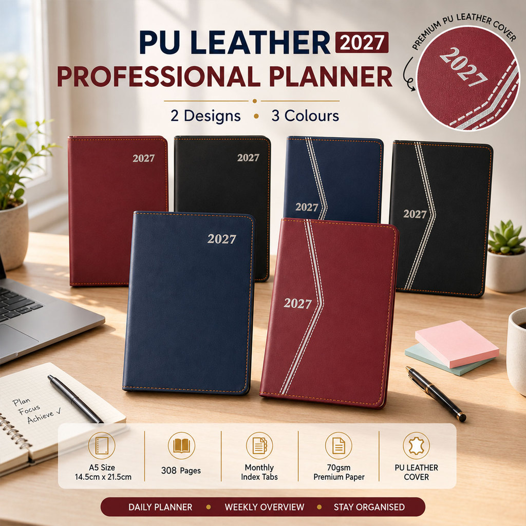 VCR 2027 หนัง PU A5 ขนาดไดอารี่ Planner ตารางรายวันพร้อม Index Organizer สํานักงานเครื่องเขียนหนังสื