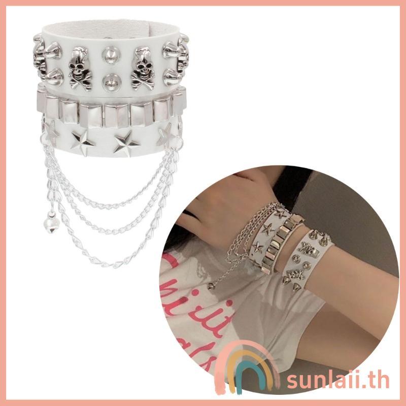SUNLAII สร้อยข้อมือ 2 ชิ้นสําหรับผู้หญิงหวานเย็นเสน่ห์แฟชั่นสร้อยข้อมือแบบปรับได้ Y2K เครื่องประดับ