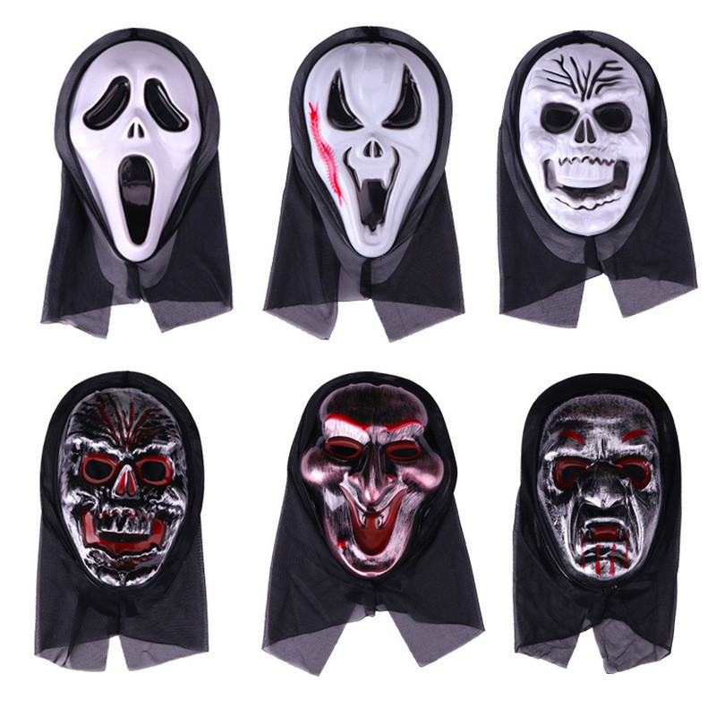 หน้ากากฮาโลวีนผู้ใหญ่เด็ก Grim Reaper ชิ้นเดียวสยองขวัญ Ghost Mask Grimace Ghost Festival Mask Screa