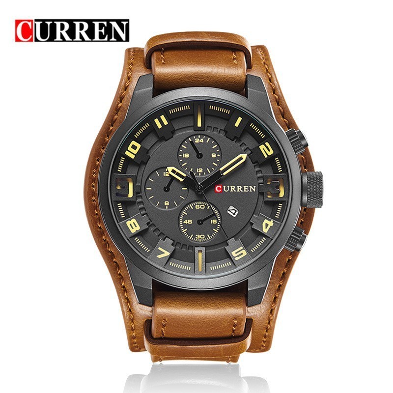 CURREN 8225 นาฬิกาข้อมือควอตซ์ หน้าปัดใหญ่ กันน้ำ 3ATM