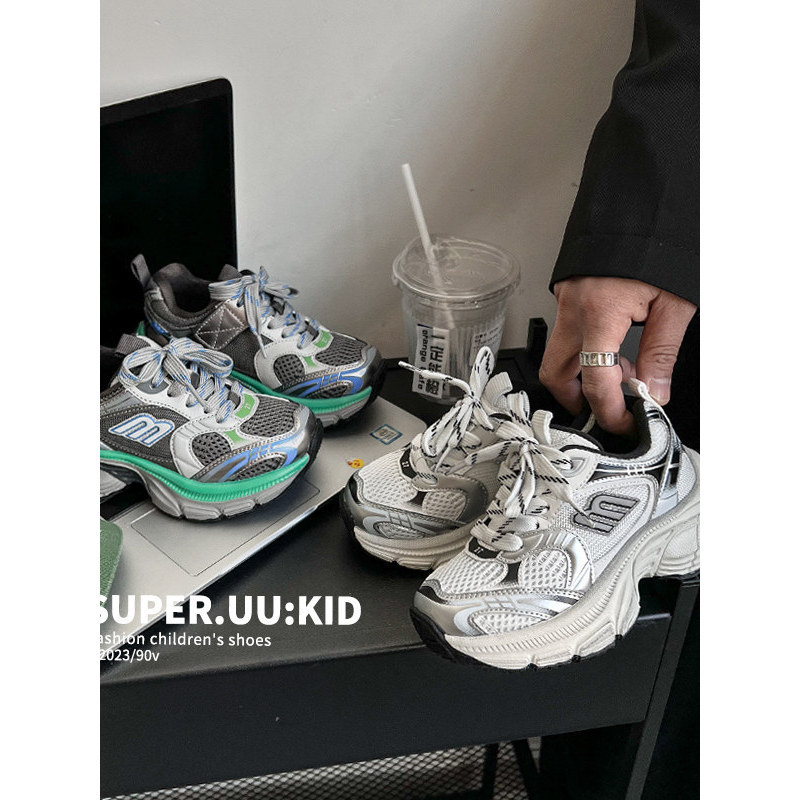 รองเท้ากีฬาเด็กสุดเทรนดี้ Paris Runway 10XL, รองเท้าสไตล์ Ins Dad Shoes, รองเท้าลำลองพื้นนุ่มน้ำหนัก
