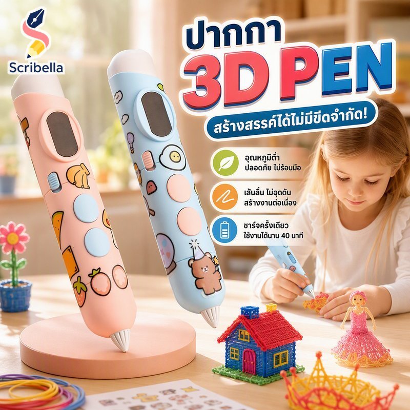 3D ปากกา Low Temp PCL Filament เครื่องพิมพ์ปากกาปลอดภัยวัสดุไร้สายวาดของเล่นเด็กของขวัญ