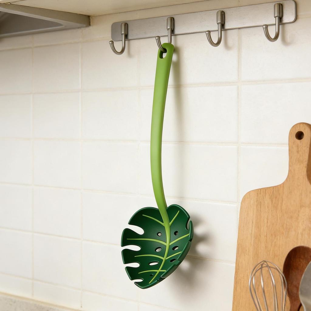 ขนาดใหญ่ Slotted ช้อน Monstera Leaf Shaped Ladle เครื่องครัว 11.81 นิ้ว Skimmer ช้อนสําหรับ Home Kit