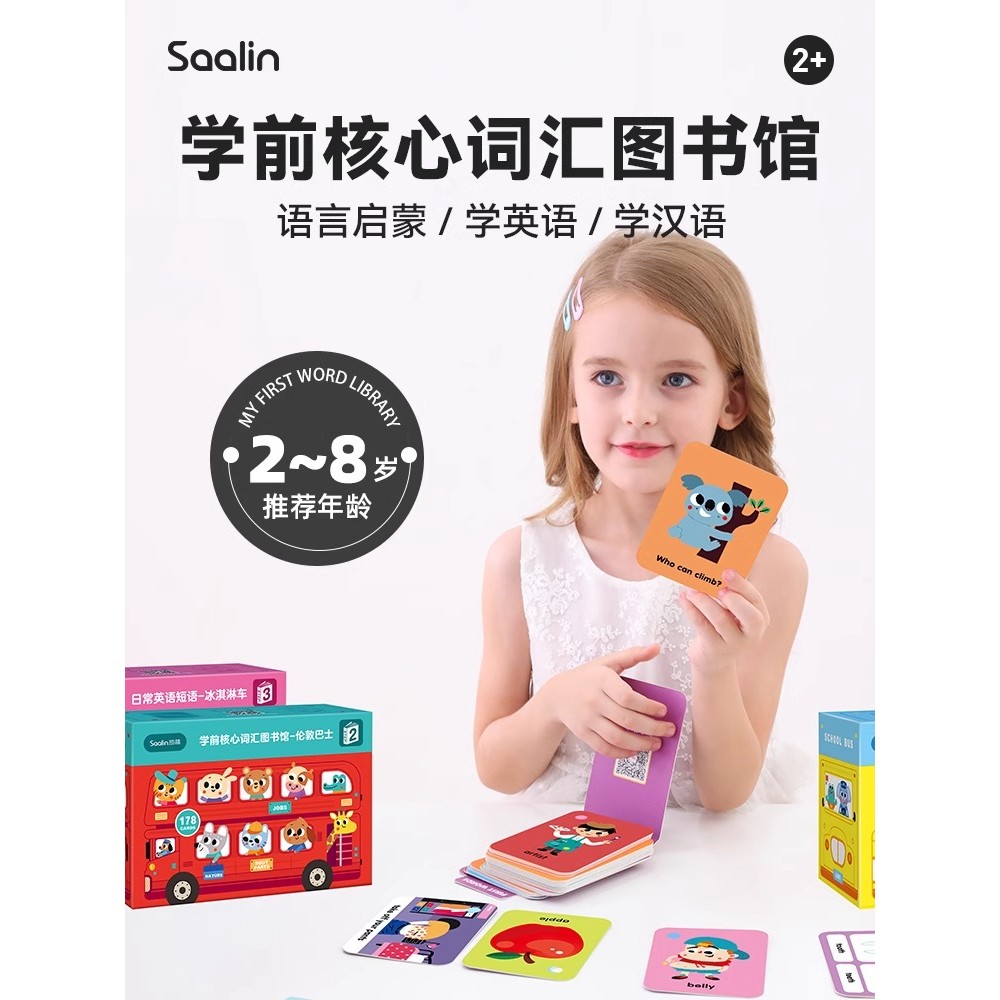 Shalin เด็กภาษาอังกฤษ Word Cognitive Flash Card ก่อนวัยเรียนการตรัสรู้ Literacy Card เด็กภาษาอังกฤษต