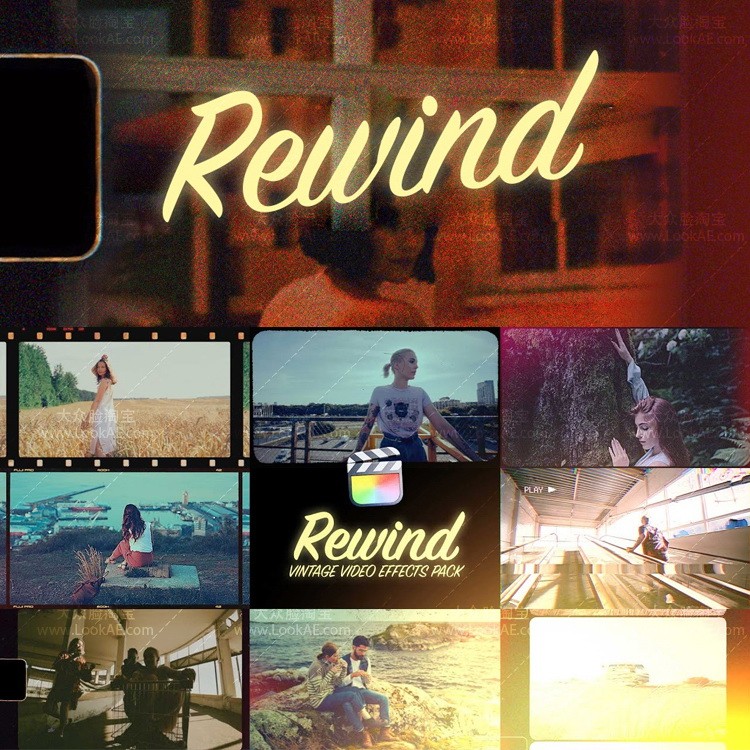 FCPX Plug-In 30 Retro Nostalgic Old Movie Film Video Tape Frame Scratch Light Effect Noise Visual Sp