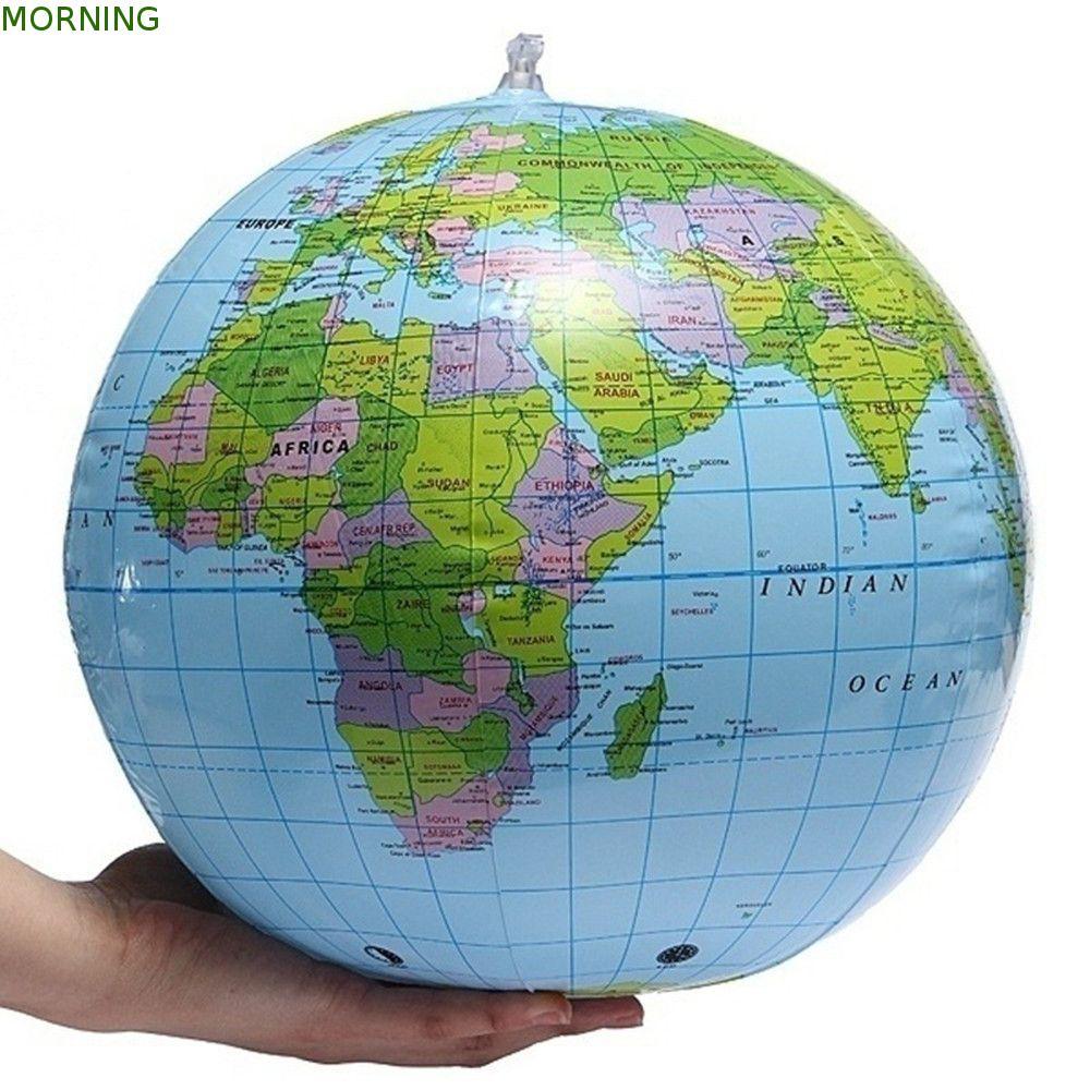 MORNING Globe English Kids Blow Up Beach Ball PVC การศึกษา 16 นิ้ว 40 ซม. แผนที่โลก