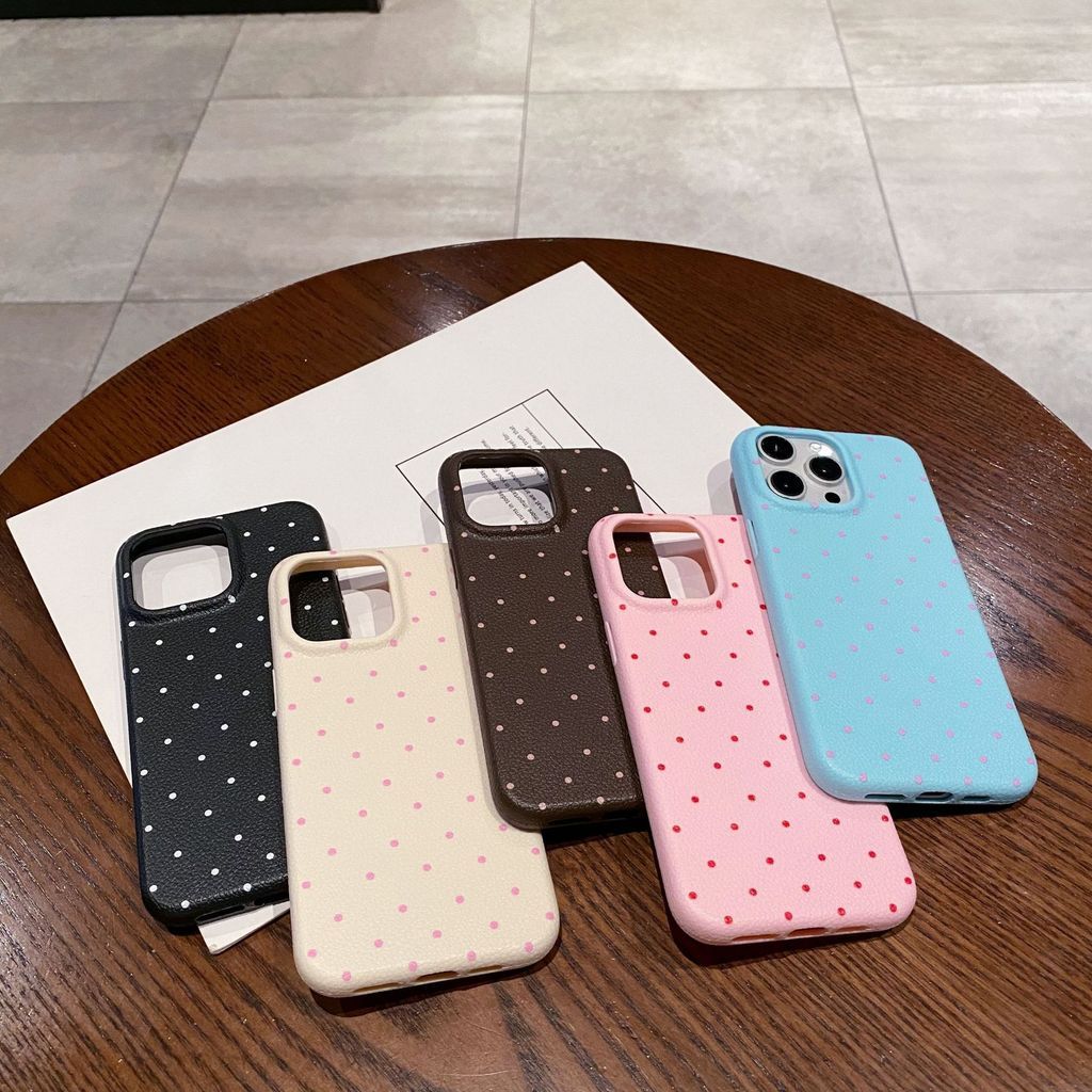 เคสโทรศัพท์สําหรับ iPhone หนังเนื้อกันกระแทกรวมทุกอย่าง Polka Dot ProPRO Simple