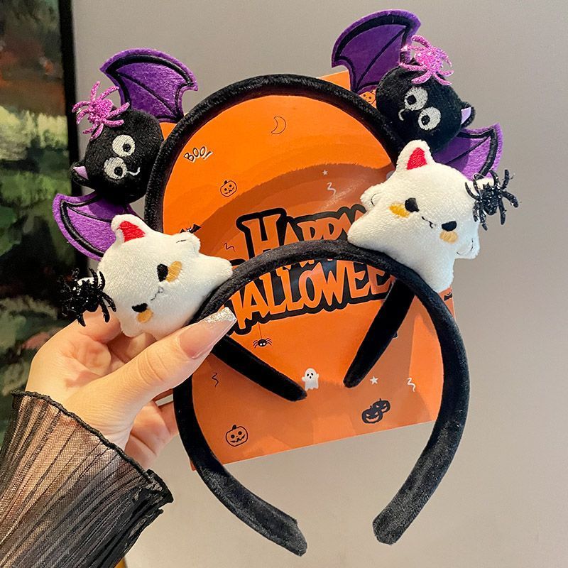 ฮาโลวีนน่ารักตลกแถบคาดศีรษะ 2025 สไตล์ใหม่ Influencer Cos Props Plush Ghost แถบคาดศีรษะค้างคาวหัวหัว