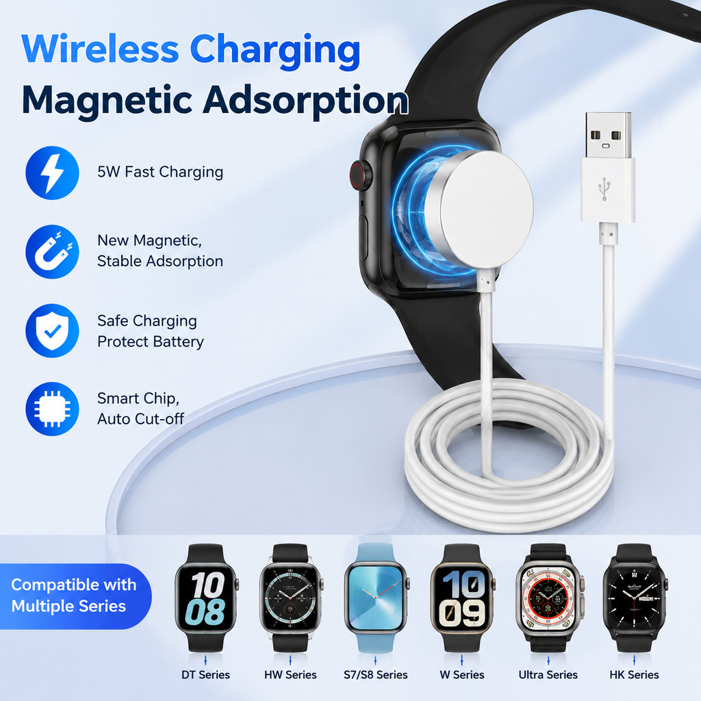 Nefative/Positive Magnetic 4G/5G SmartWatch wirelesscharger Ultra CHARGING Fast สายชาร์จสําหรับ S5 (