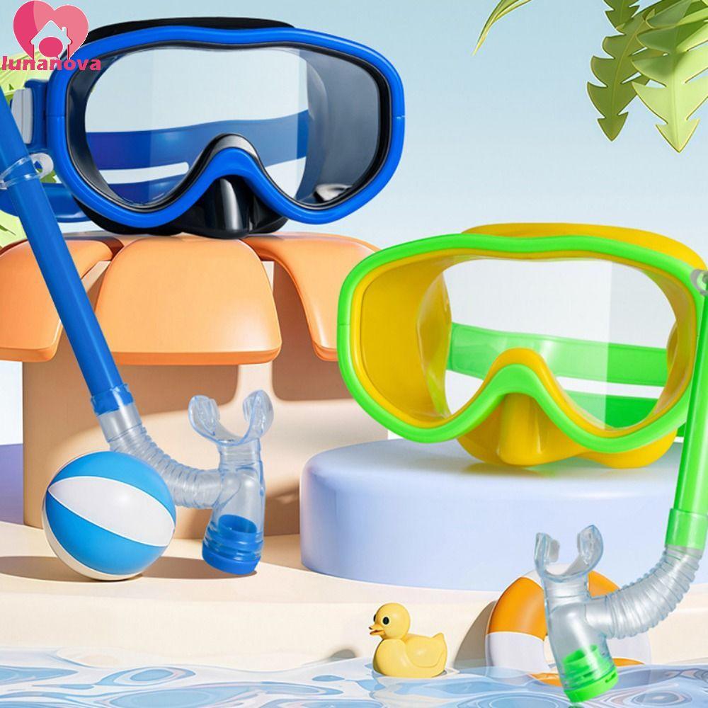 LUNANOVA เด็ก Snorkel ชุด, แว่นตา Anti-fog เด็กแว่นตาว่ายน้ํา, Dry Top Snorkel Combo ชุดป้องกันรังสี