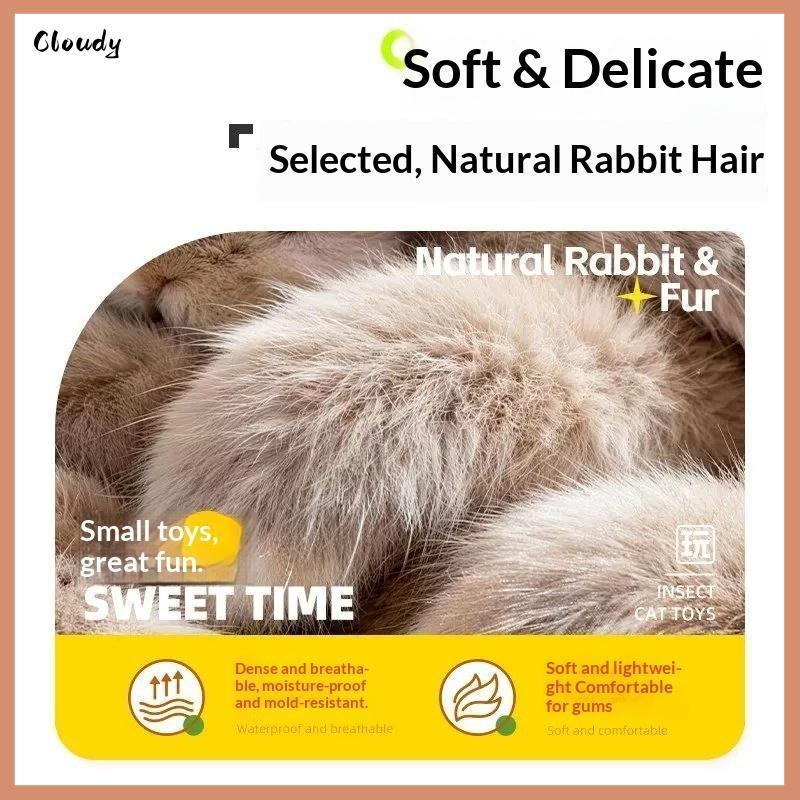 [Cloudy] Rabbit Fur Octopus Style Cat Toy Engaging Plush for Interactive Play and Cat Enrichment กิจ