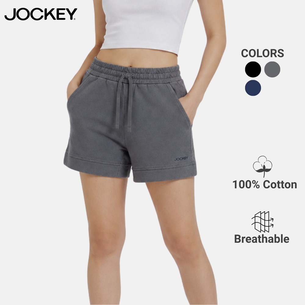 Jockey ผู้หญิง Terry กางเกงขาสั้นพร้อมกระเป๋าผ้าฝ้าย 100% JLM639981