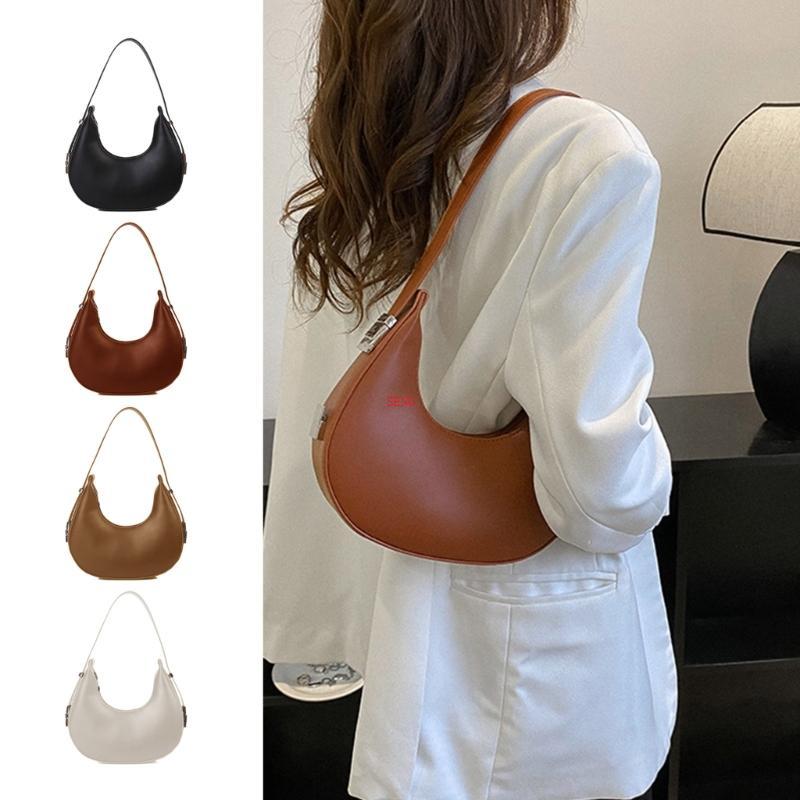 Seng Half Crescent Bags Leather Handbags Shoulder Bags for Girl Women Carry Purse