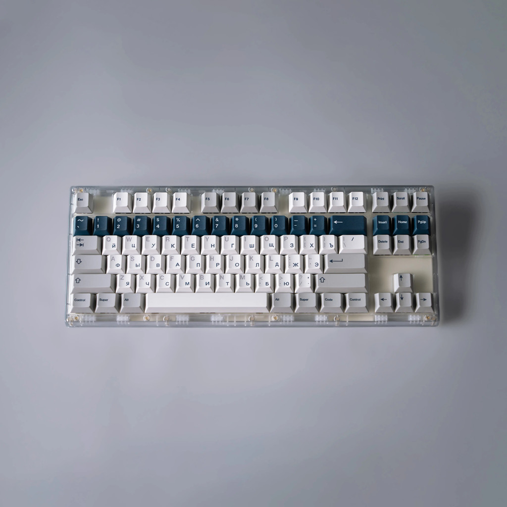 GMK Prussian Alert Prussian Blue Theme Keycap คีย์บอร์ดเครื่องกลระเหิดที่กําหนดเองวันอาหารกลางวันเดี