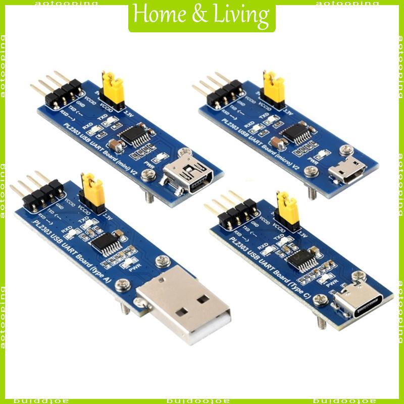 AOTOO PL2303 USB UART Board Micro USB Mini USB ประเภท A ประเภท C ถึง Serial TTL UART โมดูล