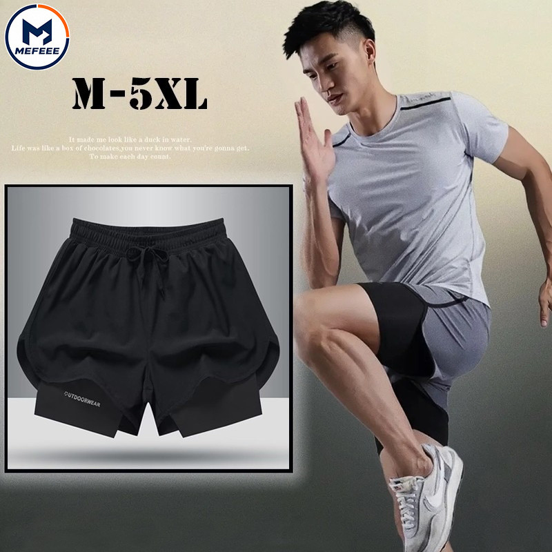 MEFEEE เสื้อวิ่งมาราธอน Unisex แห้งเร็ว Breathable หลวม Fit กีฬา Double Layer Activewear Plus ขนาด