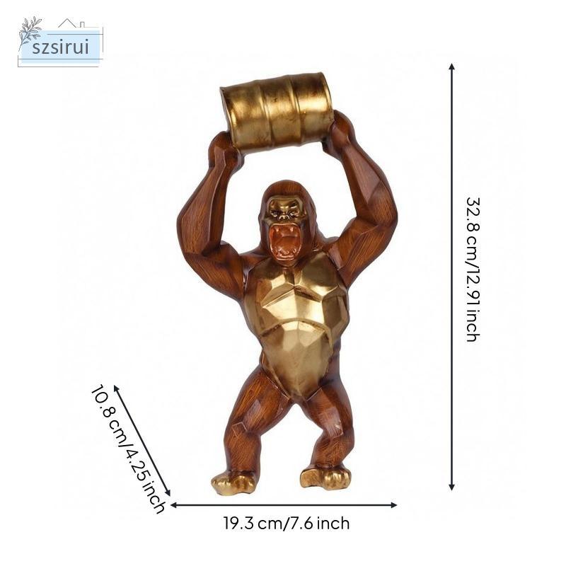[szsirui] เรซิ่น Primate Sculpture เลียนแบบไม้ Tabletop Primate Sculpture Decor