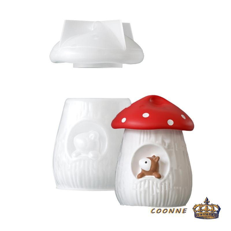 Coonn Creative Squirrel Mushroom House แม่พิมพ์ซิลิโคนสําหรับตกแต่งขวดเก็บ