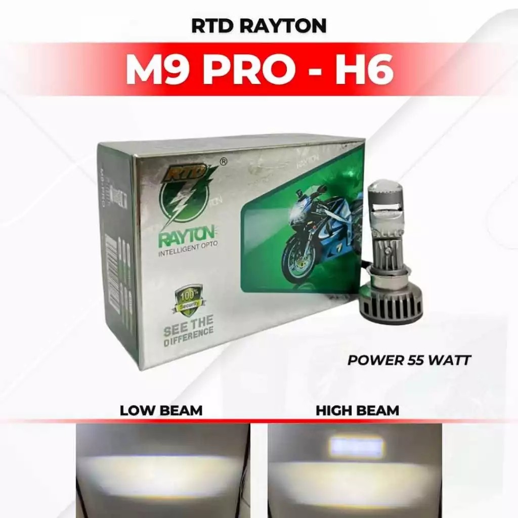 H6 M9 PRO RTD 55 WATT DOUBLE HIGH BEAM UNIVERSAL BILED RAYTON M9 PRO 55 WATT HEADLIGHT