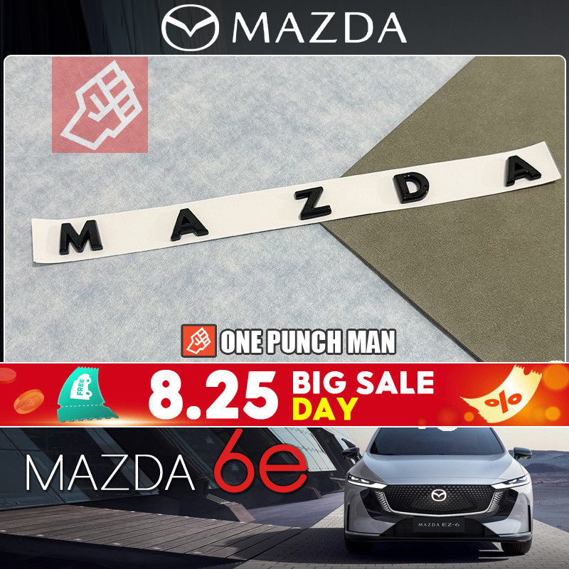 2026 รูปแบบใหม่ mazda 6e ev รถพิเศษทุ่มเทดัดแปลงโลโก้รถสีดําตัวอักษรภาษาอังกฤษสติกเกอร์รถประตูท้ายด้