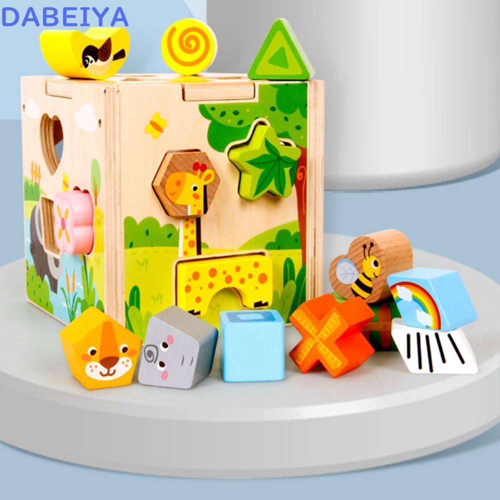 DABEIYA ไม้กิจกรรม Cube,การเรียนรู้ Cube Vintage ไม้รูปร่าง Sorter ของเล่น,คุณภาพสูงรูปแบบการจับคู่ 