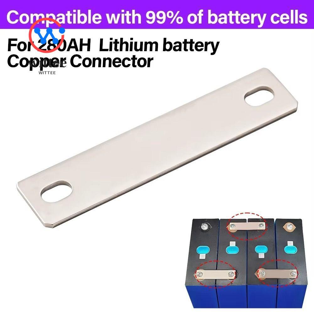 WITEE ขั้วต่อบาร์บัสบาร์,บัสบาร์แบตเตอรี่ทองแดงชุบนิกเกิลแบน,M6 Copper Busbar Lifepo4 เซลล์ลิเธียม