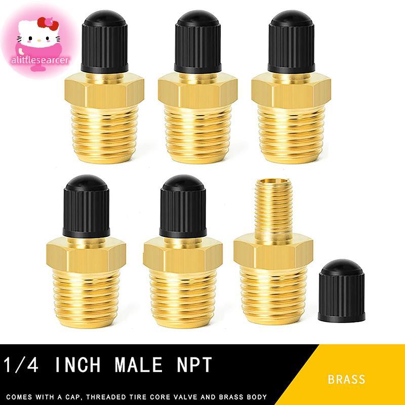 Alittlesearcer 2 ชิ้นทองเหลือง Air Inflator อะแดปเตอร์ W/Valve Stem ภายใน 1/4 "NPT (M) ถึงมาตรฐาน Sc