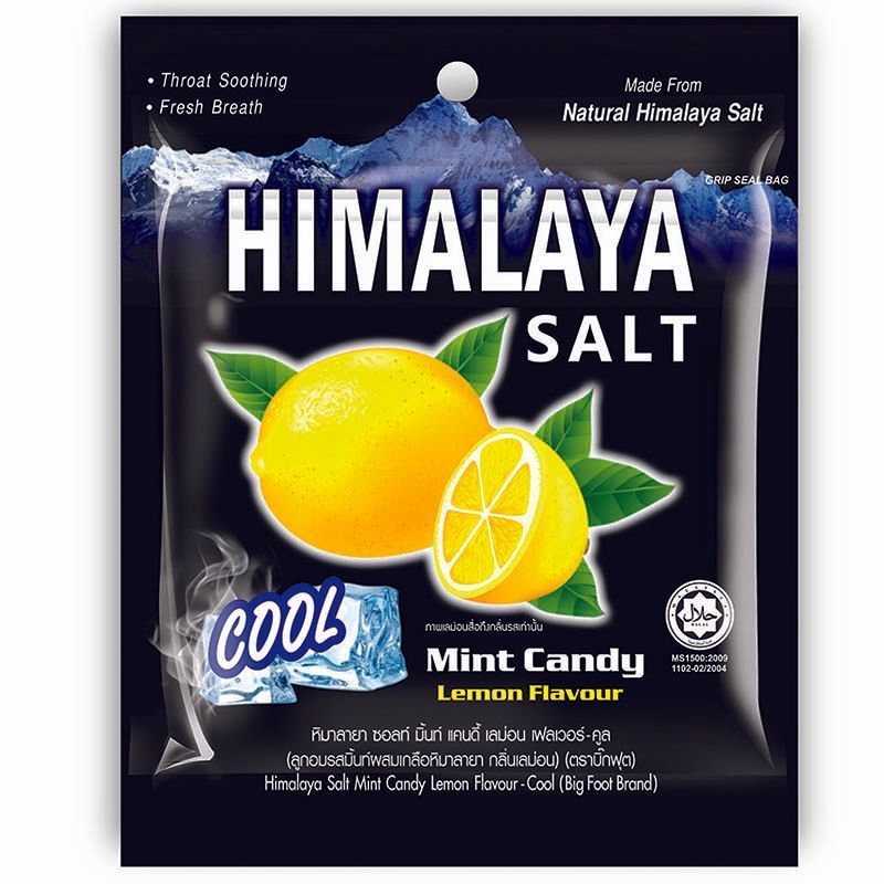 บิ้กฟุตลูกอมรสมะนาวผสมเกลือหิมาลัย 15กรัม Big Foot Himalaya Salt Mint Lamon Flavour Candy 15g.
