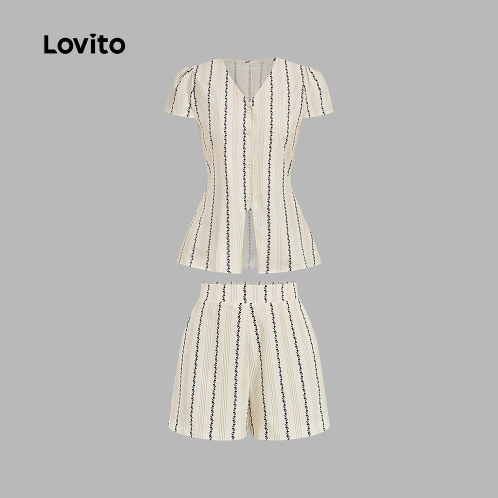 Lovito بلوزة نسائية بسيطة بأزرار — صورة 4
