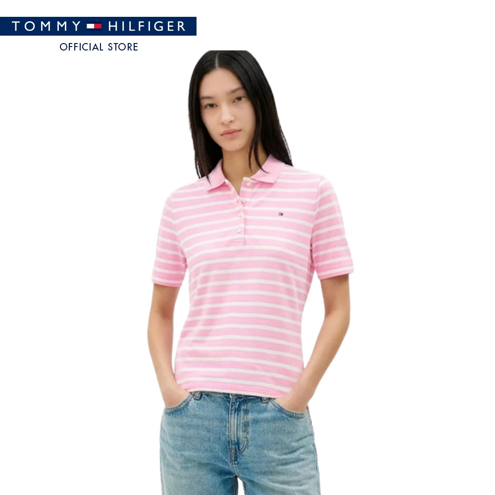 Tommy Hilfiger เสื้อโปโล ผู้หญิง รุ่น WW0WW43224 0EB - สีแดง ทรง Regular