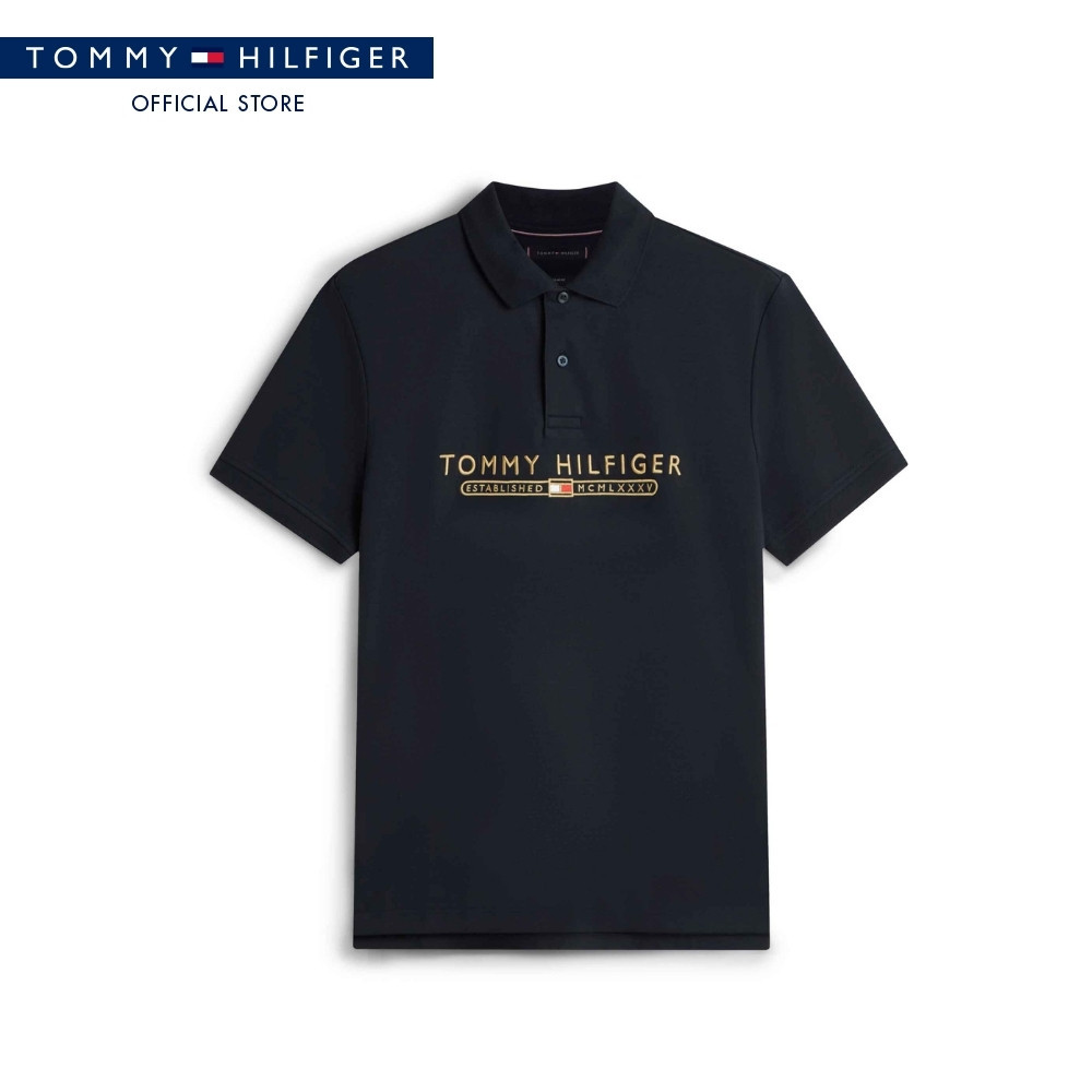 Tommy Hilfiger เสื้อโปโล ผู้ชาย รุ่น MW0MW41615 DW5 - สีน้ำเงิน ทรง Regular